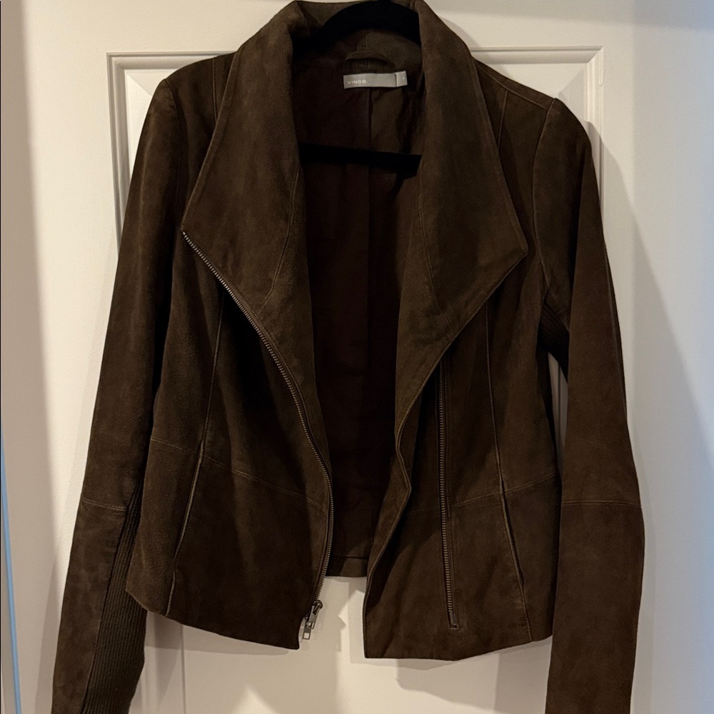 Vince Dark Brown Goat Suede Leather Jacket size medium